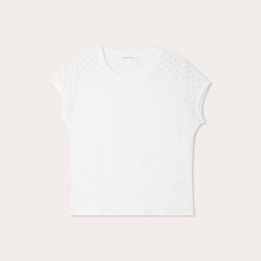 t shirt details ajoures ecru femme T-shirt détails ajourés ecru femme