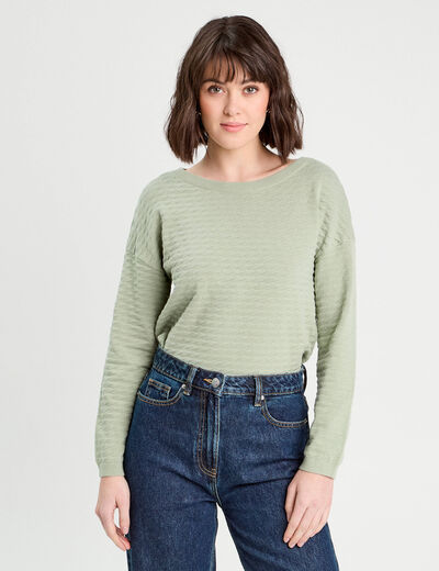 Pull col bateau vert pastel femme