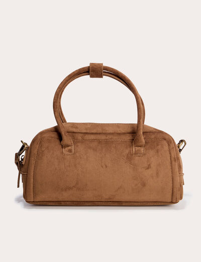 Sac aspect daim marron fonc&eacute; femme
