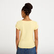T-shirt ajust&eacute; col v manches courtes jaune clair femme