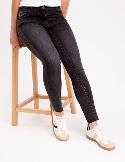 Jean skinny taille basse denim noir femme