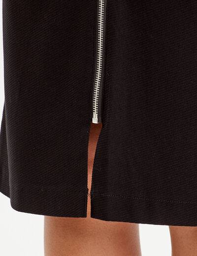 Jupe midi droite zippée noir femme