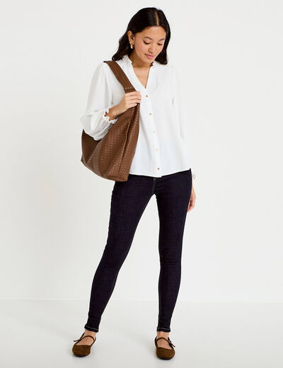 Jean skinny taille haute denim brut rinse femme