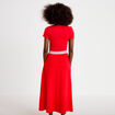 Robe longue &eacute;vas&eacute;e bi-mati&egrave;re rouge femme