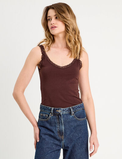 Débardeur sans manches marron foncé femme