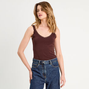 debardeur sans manches marron fonce femme Débardeur sans manches marron foncé femme
