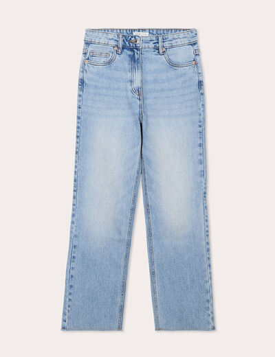 Jeans droit taille haute denim double stone femme