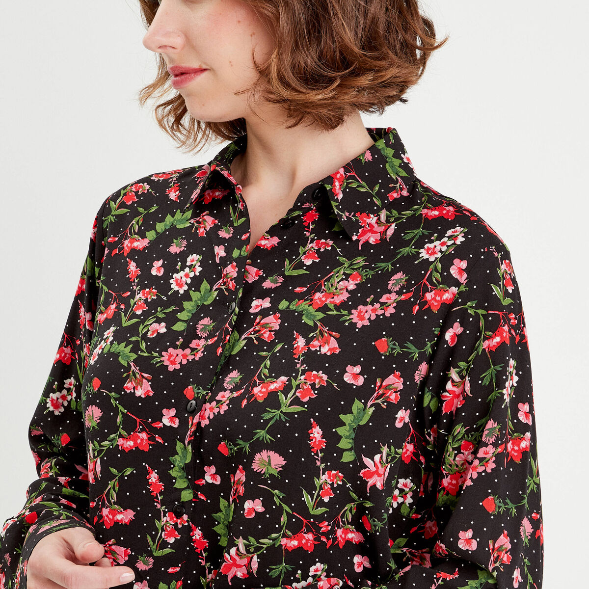 Chemise manches longues noir femme