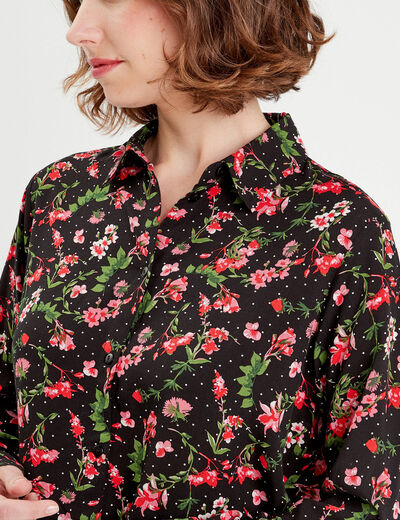 Chemise manches longues noir femme