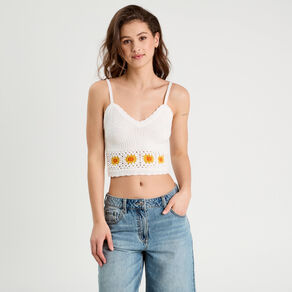 Débardeur tricot ecru femme