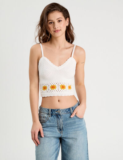 Débardeur tricot ecru femme