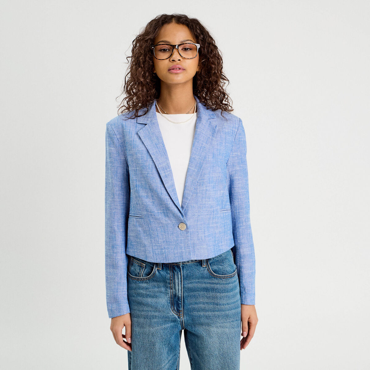 Veste esprit blazer bleu gris femme