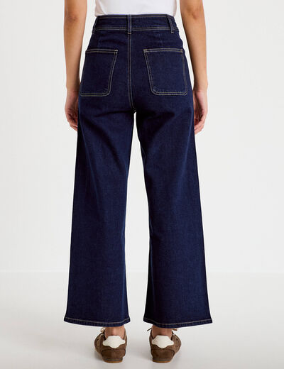 Jean wide leg cropped taille haute denim brut femme