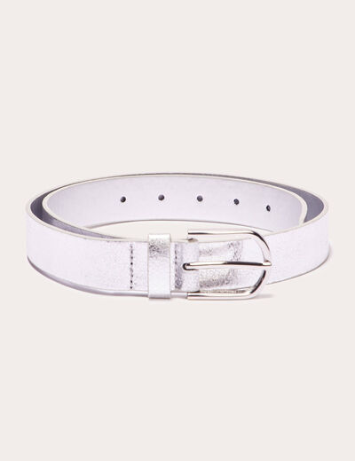 Ceinture métallisée gris argent femme