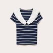 T-shirt col marin &agrave; volants ecru femme