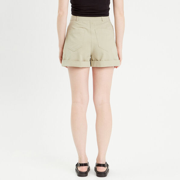 Short regular boutonné en jean vert pastel femme
