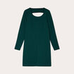 Robe évasée dos ouvert vert foncé femme