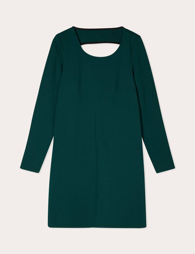 Robe évasée dos ouvert vert foncé femme
