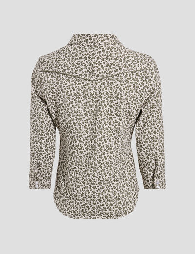 Blouse manches 3/4 vert kaki femme
