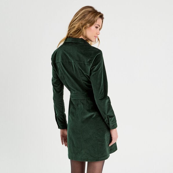 robe trapeze velours zippee vert fonce femme Robe trapèze velours zippée vert foncé femme