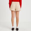 Short large taille haute en tweed ivoire femme