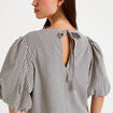 Blouse effet boule manches courtes bleu femme