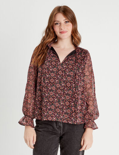 Blouse manches longues rose femme