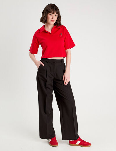 Polo avec patch brodé rouge femme