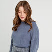 Pull manches longues bleu gris femme