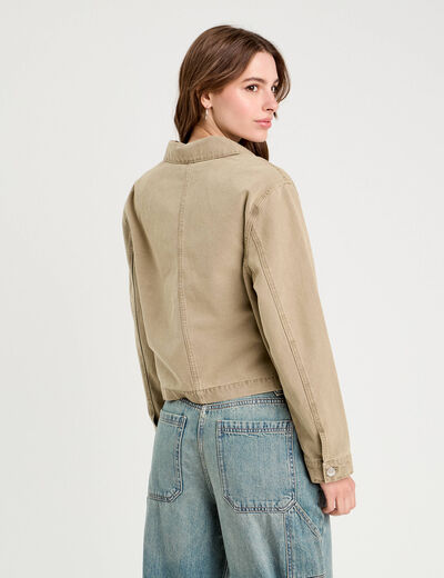 Veste droite boutonnée vert pastel femme