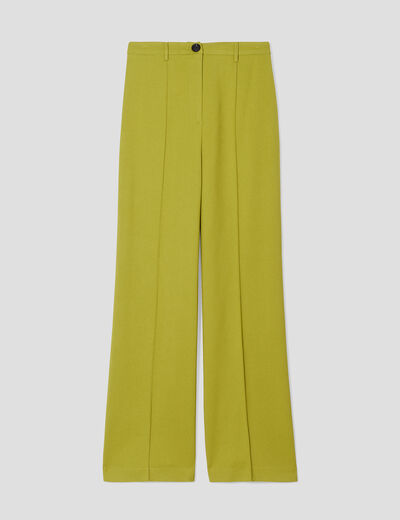 Pantalon city jambes larges vert kaki femme