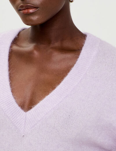 Pull duveteux parme femme
