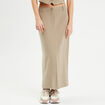 Jupe longue droite fendue vert kaki femme