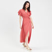 Robe longue évasée cache-coeur vieux rose femme