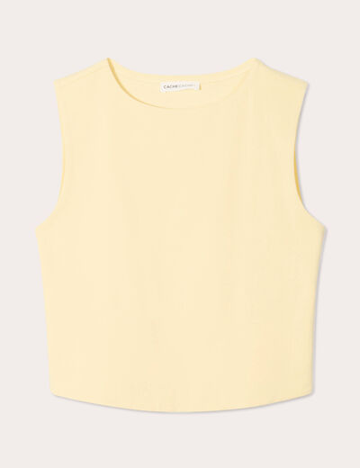 Débardeur cropped jaune clair femme