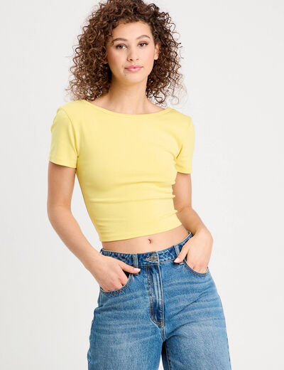 T-shirt manches courtes jaune femme