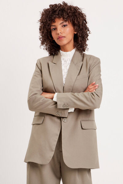 Veste blazer droite vert kaki femme