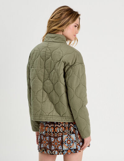 Veste matelassée zippée vert kaki femme