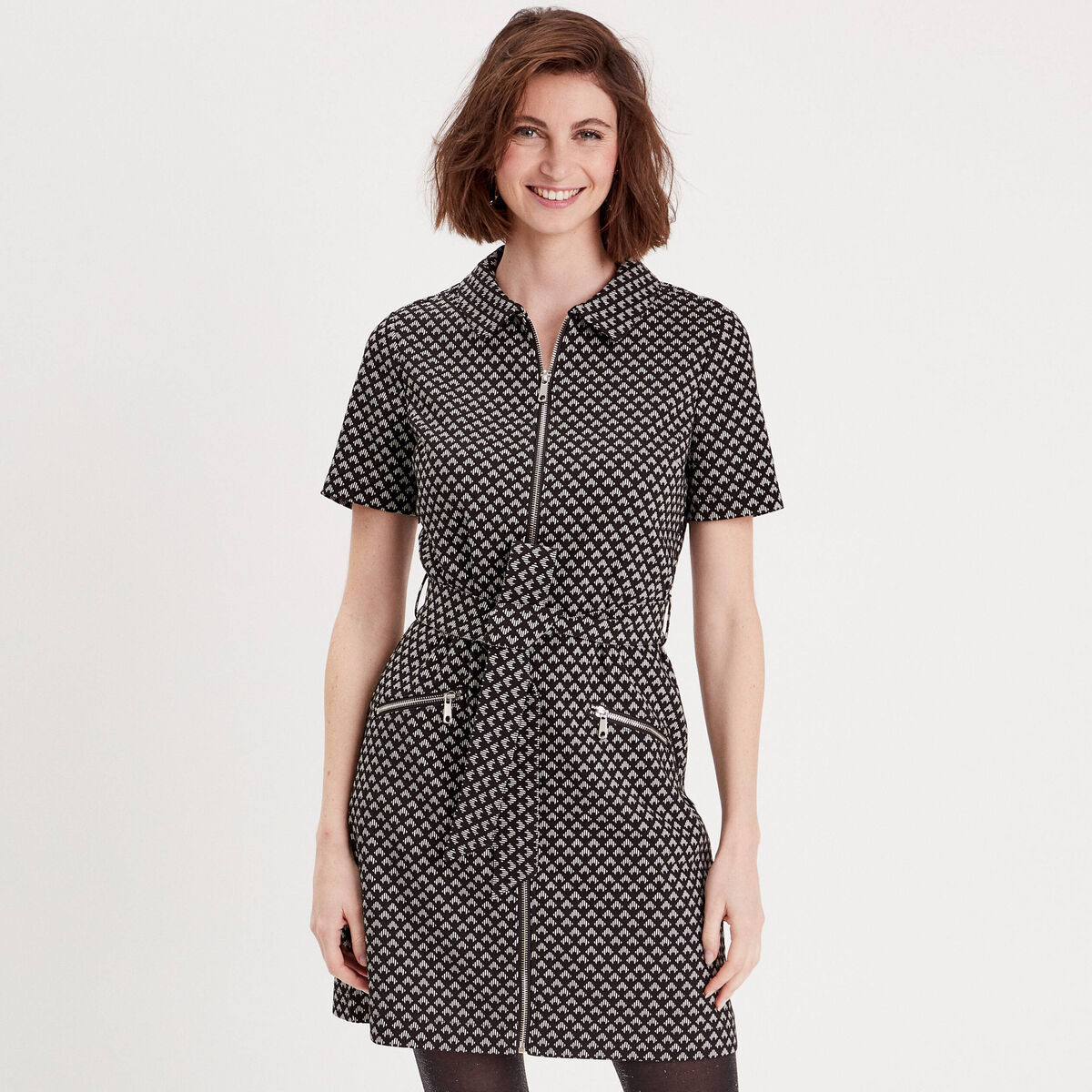 Robe droite zippée noir femme