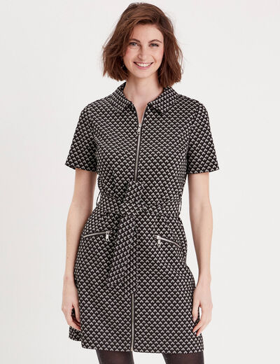 Robe droite zippée noir femme