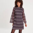 Robe trapèze col montant violet femme