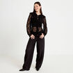 Blouse dentelle manches longues noir femme