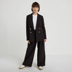 Blazer col tailleur manches longues noir femme