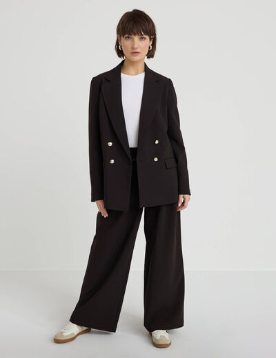 Blazer col tailleur manches longues noir femme