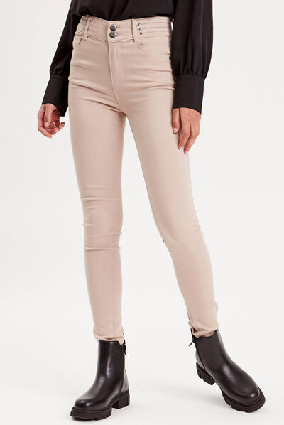 Jeans skinny push up beige femme