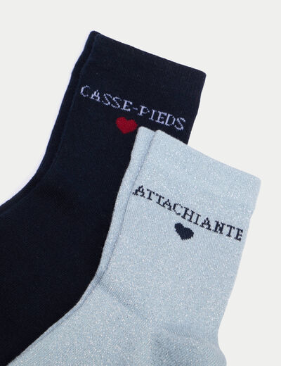 2 paires de chaussettes bleu marine femme