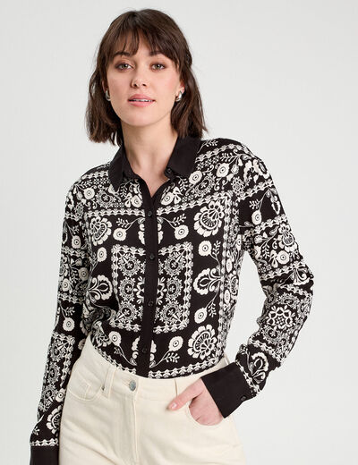 Chemise manches longues noir femme