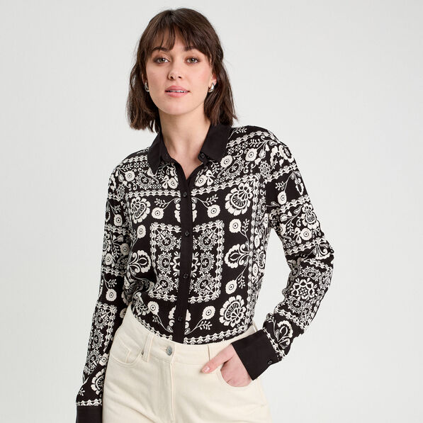 Chemise manches longues noir femme