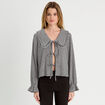Blouse col claudine et noeuds blanc femme