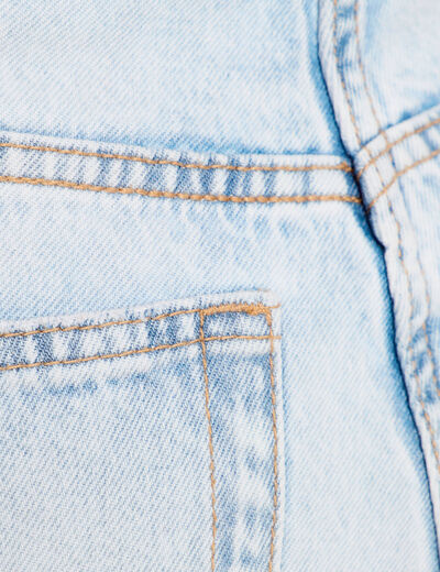 Jeans large 5 poches denim bleach femme